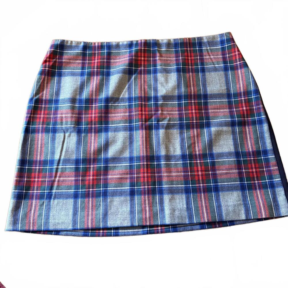 Vineyard Vines Womens Plaid Tartan Wool Blend Skirt Size 14 Preppy Red Blue Gray